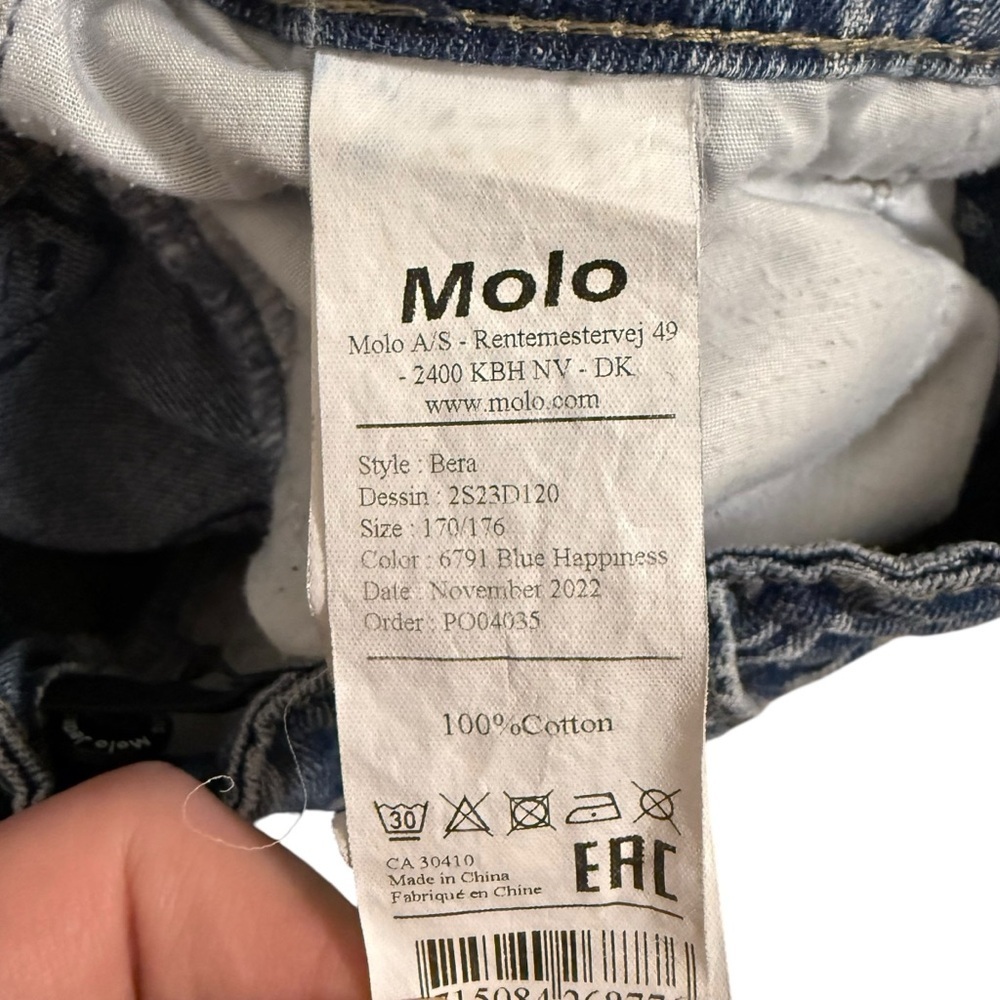 Molo Bera Blue Happiness Denim Mini Skirt Girls Size 16 Smiley Face Button Front - Picture 8 of 10